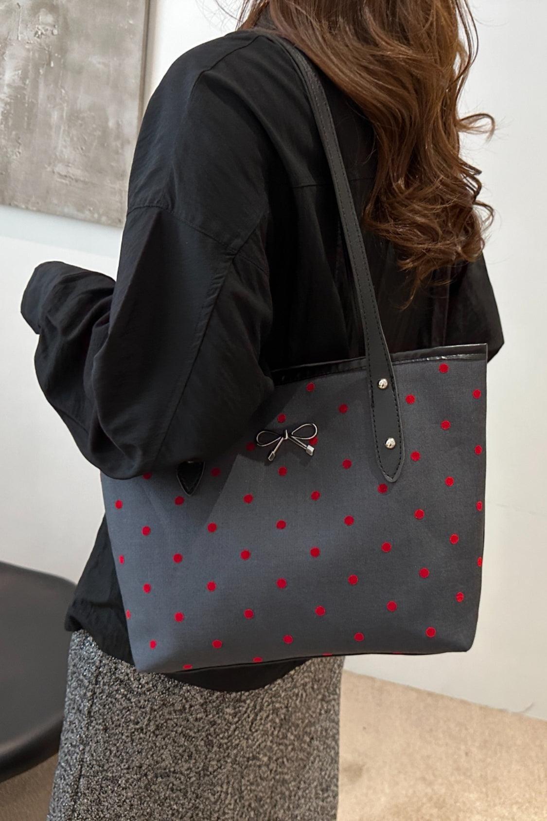 Bow Trim Polyester Tote Bag - Trendy by Luna