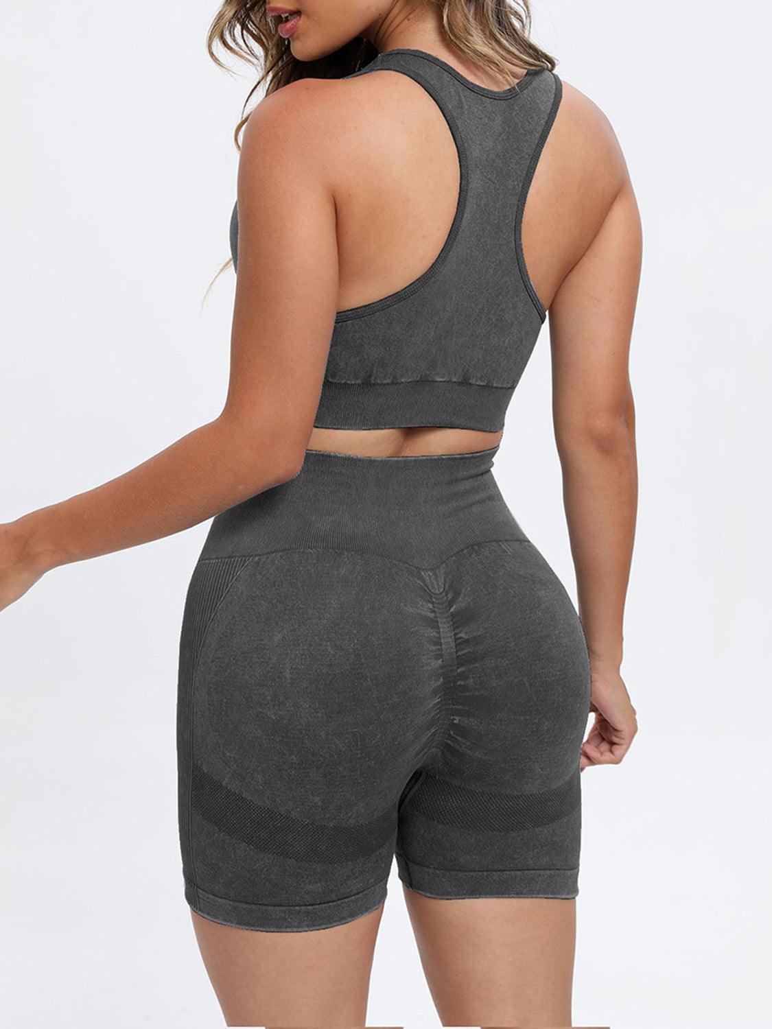 Scoop Neck Wide Strap Top and Shorts Active Set - Trendy by Luna