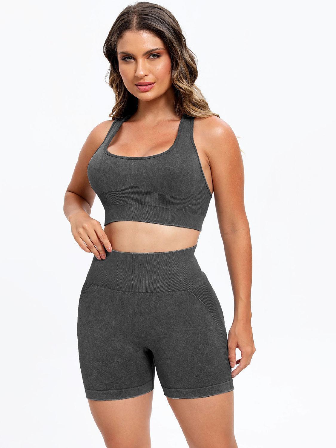 Scoop Neck Wide Strap Top and Shorts Active Set - Trendy by Luna