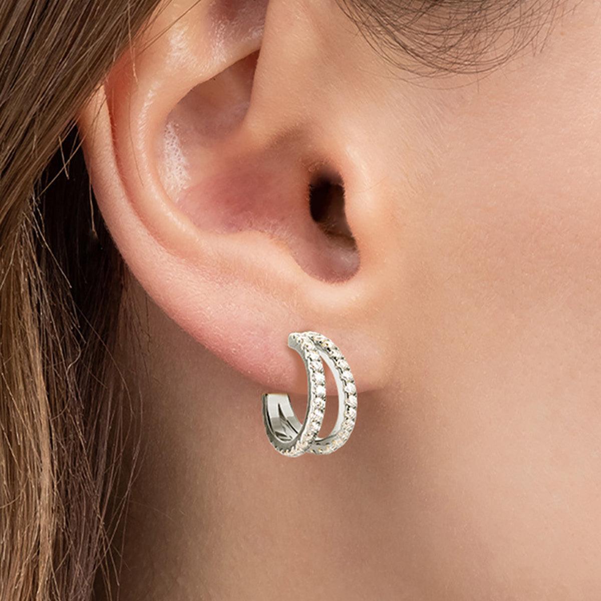 Moissanite 925 Sterling Silver C-Hoop Earrings - Trendy by Luna