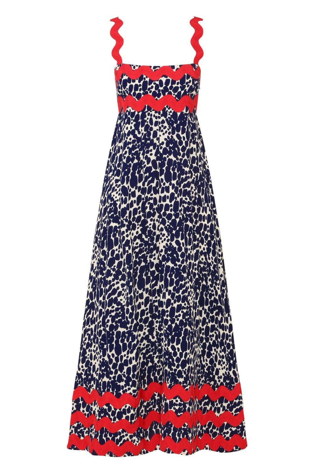 Printed Square Neck Wide Strap Maxi Dress - Trendy by Luna