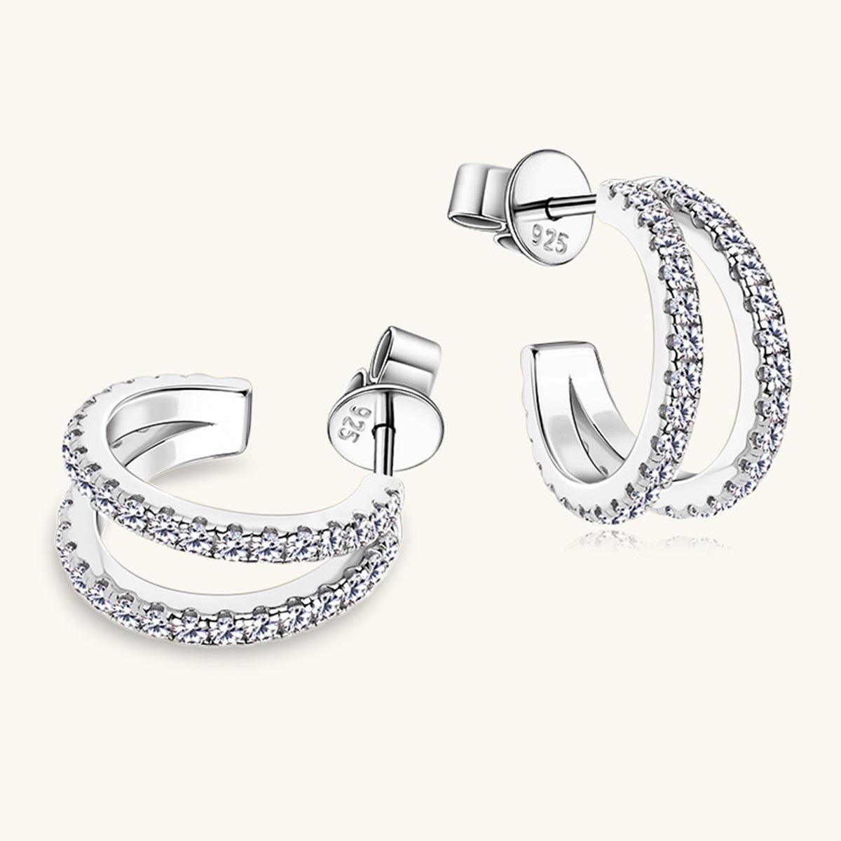 Moissanite 925 Sterling Silver C-Hoop Earrings - Trendy by Luna