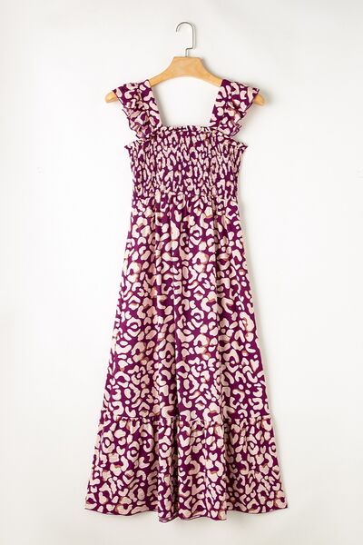 Ruffled Printed Wide Strap Dress - Trendy by Luna