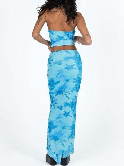 Printed Tube Top and Maxi Skirt Set - Trendy by Luna