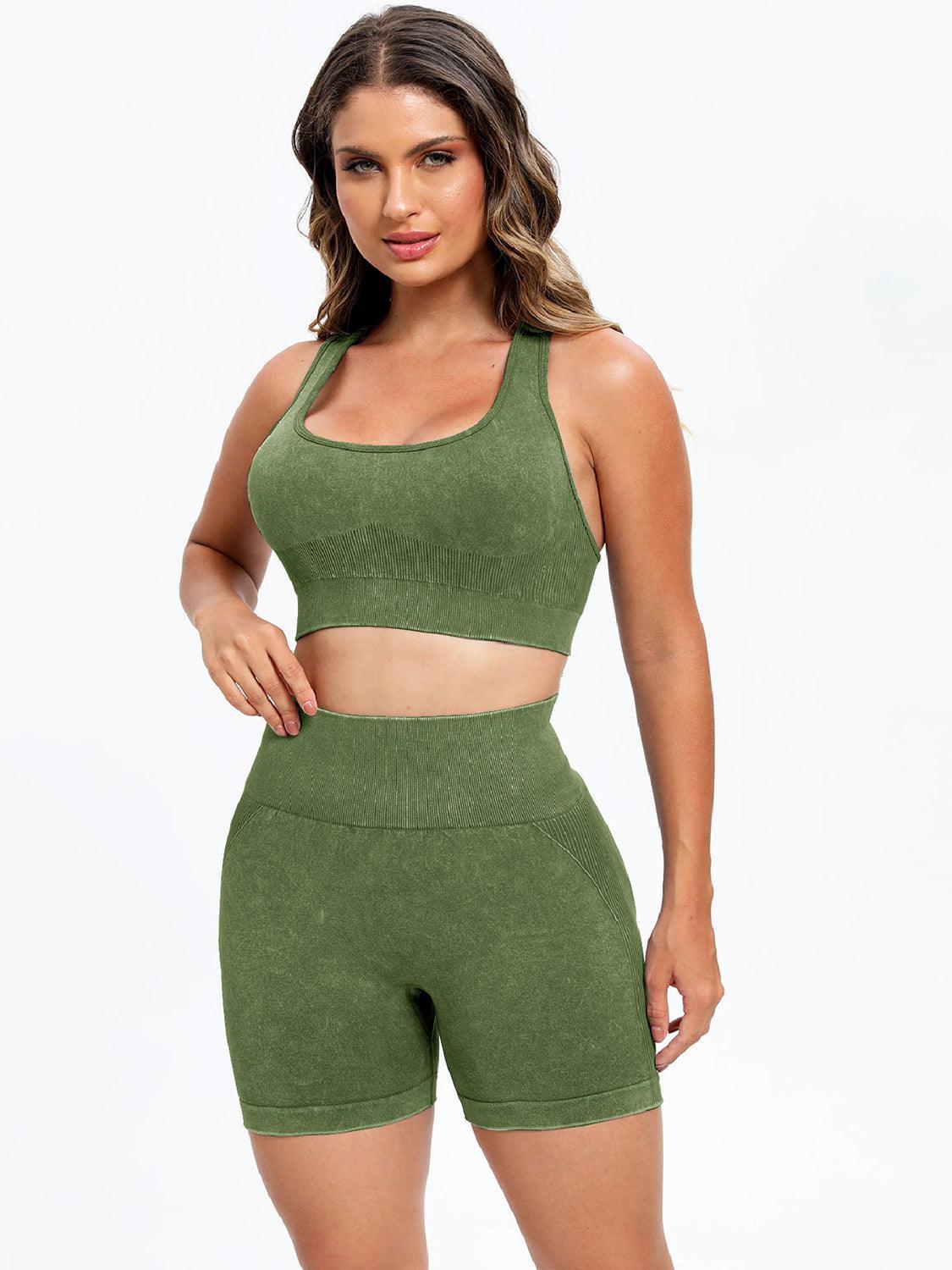 Scoop Neck Wide Strap Top and Shorts Active Set - Trendy by Luna