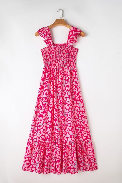 Ruffled Printed Wide Strap Dress - Trendy by Luna