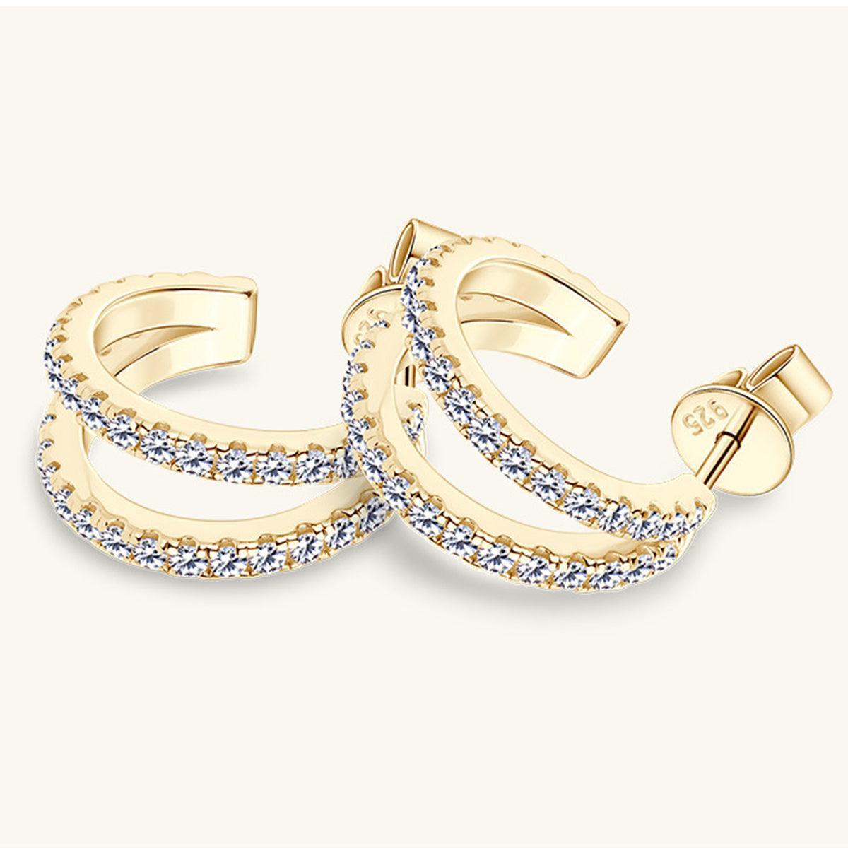 Moissanite 925 Sterling Silver C-Hoop Earrings - Trendy by Luna