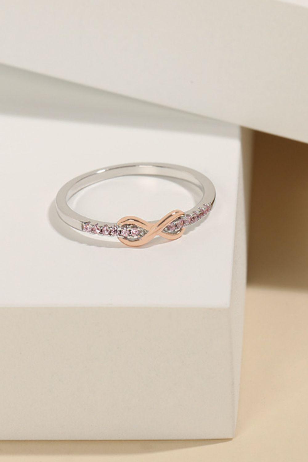 925 Sterling Silver Inlaid Zircon Infinity Symbol Ring - Trendy by Luna