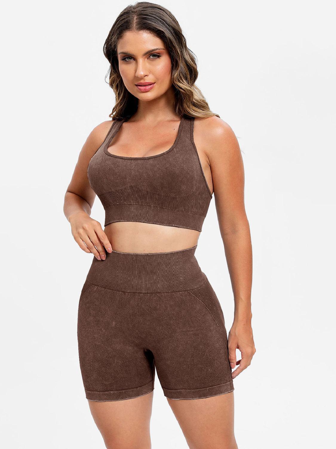 Scoop Neck Wide Strap Top and Shorts Active Set - Trendy by Luna