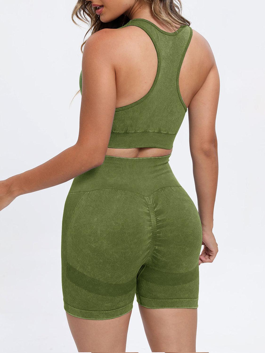 Scoop Neck Wide Strap Top and Shorts Active Set - Trendy by Luna