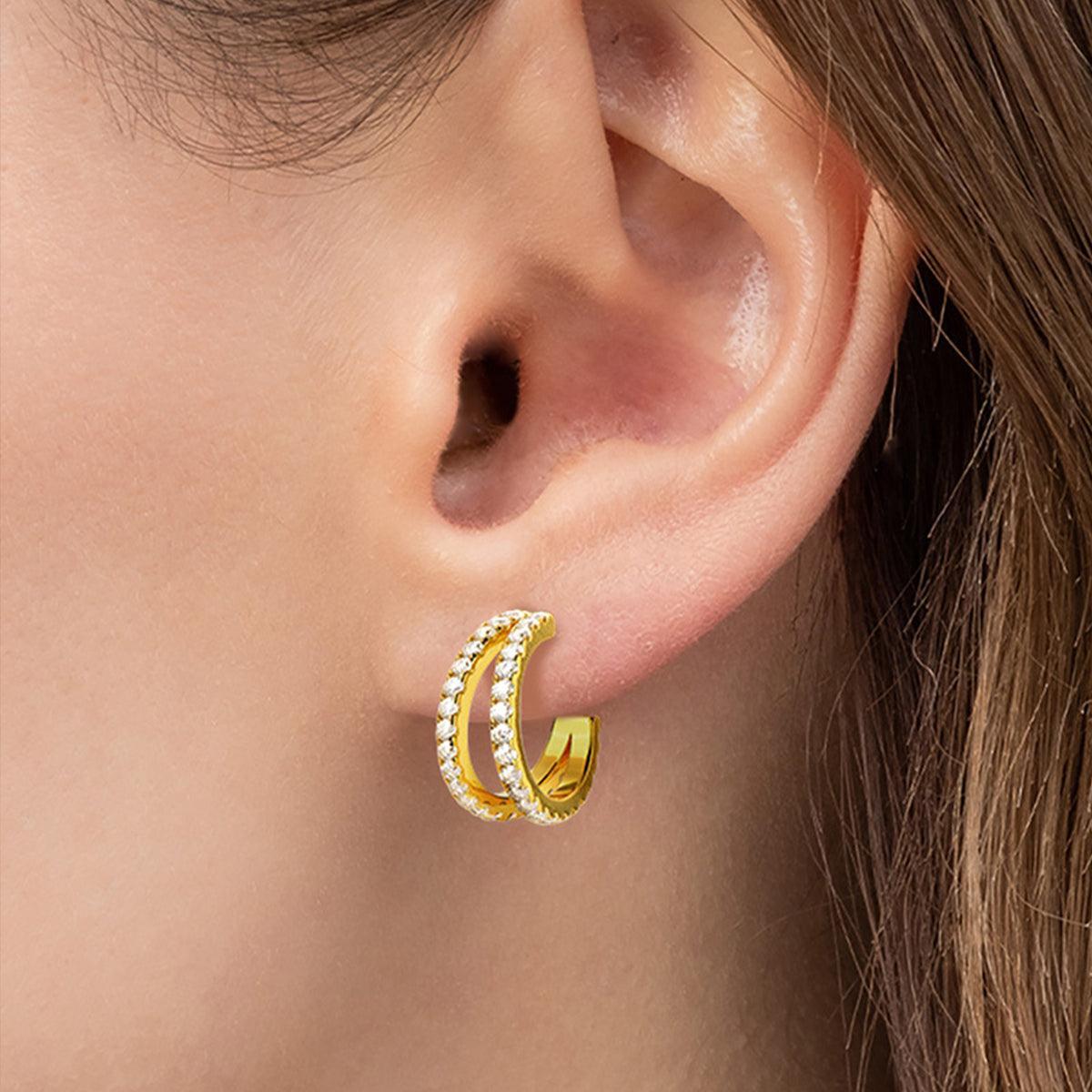 Moissanite 925 Sterling Silver C-Hoop Earrings - Trendy by Luna