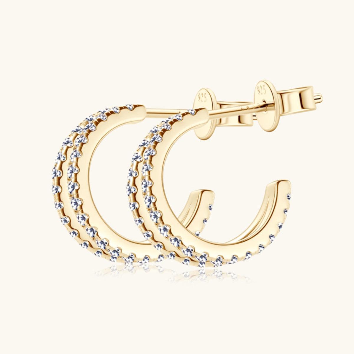 Moissanite 925 Sterling Silver C-Hoop Earrings - Trendy by Luna