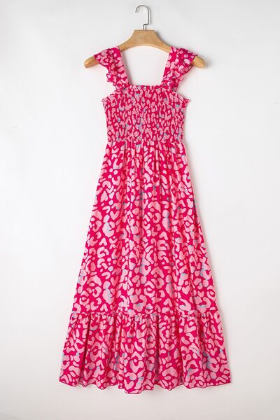 Ruffled Printed Wide Strap Dress - Trendy by Luna