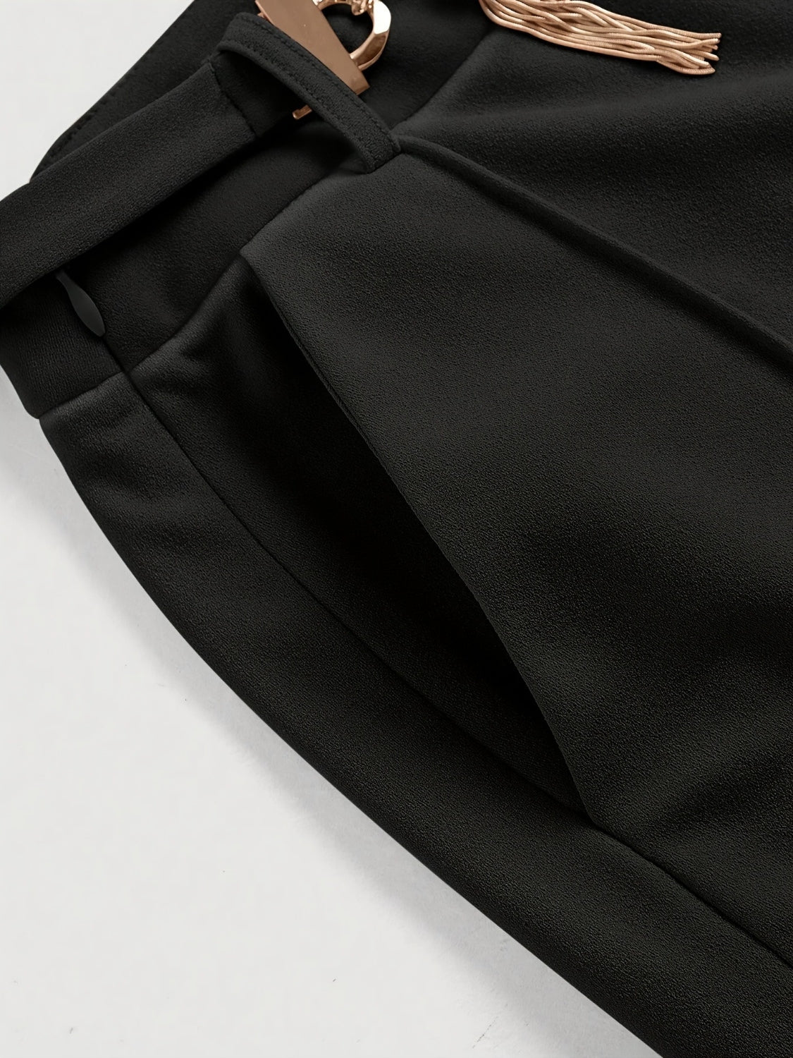 Chain Detail High Waist Pants - Trendy by Luna