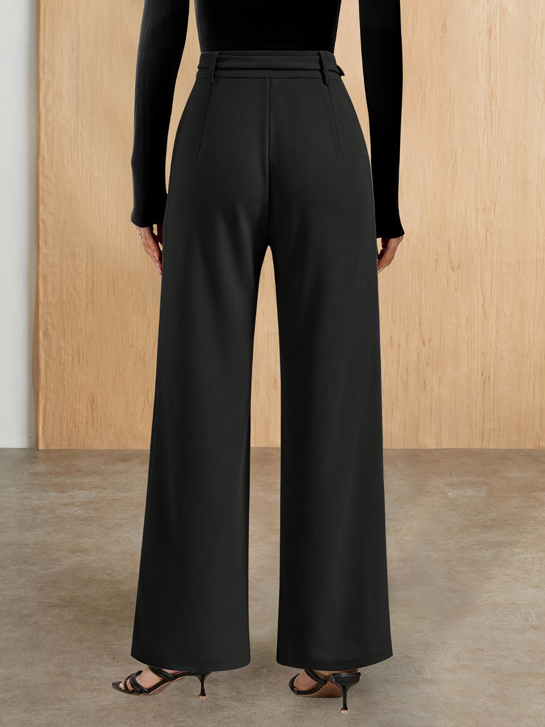Chain Detail High Waist Pants - Trendy by Luna