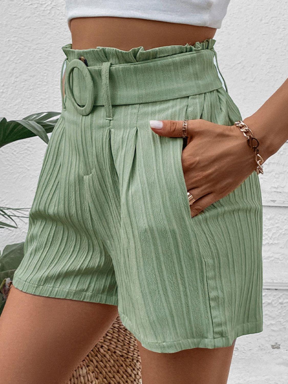 Perfee Belted Shorts with Pockets - Trendy by Luna