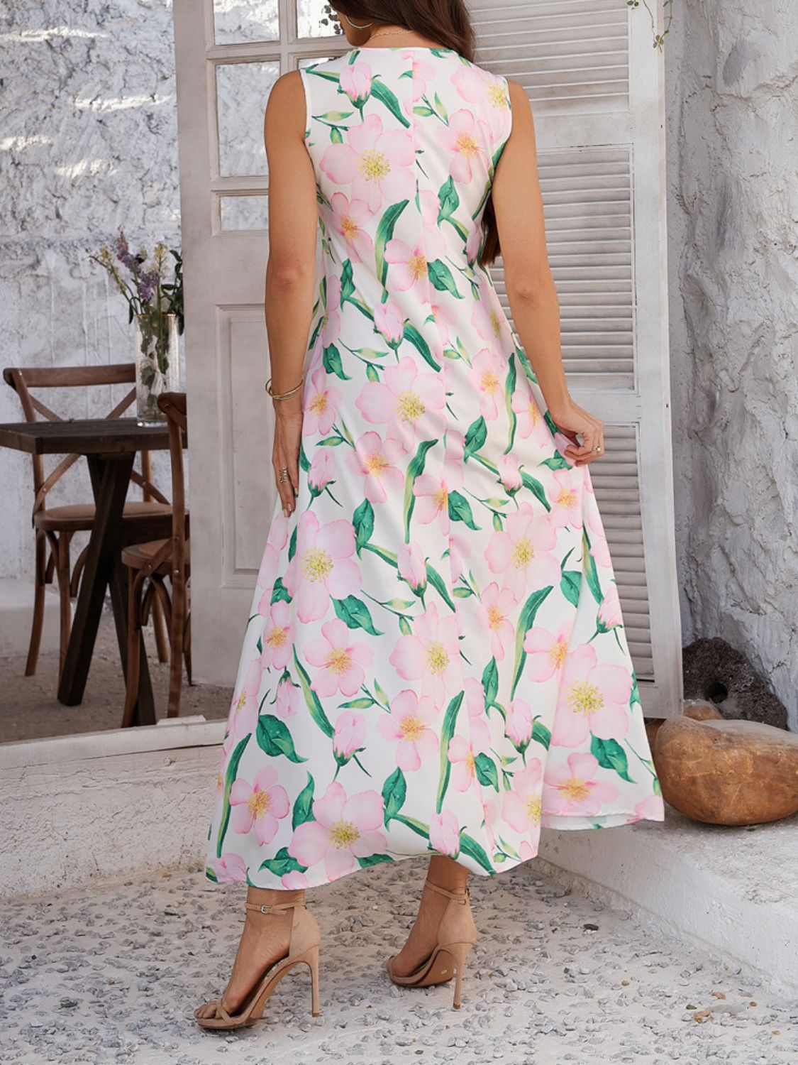 Devine Printed Sleeveless Maxi Dress - Trendy by Luna