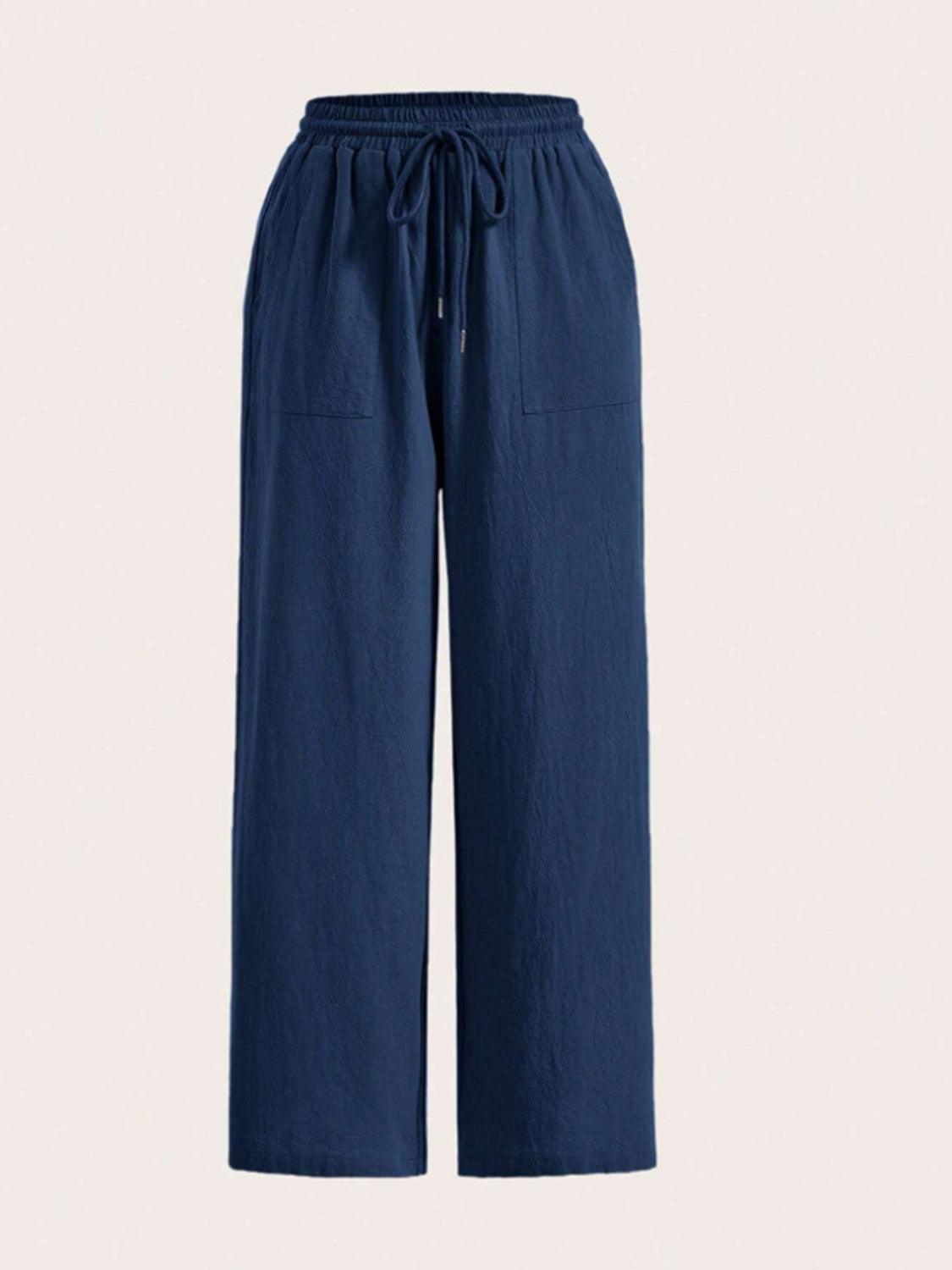 Drawstring Wide Leg Pants - Trendy by Luna