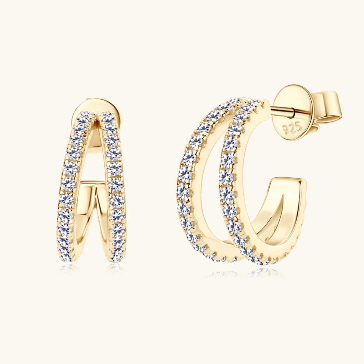 Moissanite 925 Sterling Silver C-Hoop Earrings - Trendy by Luna
