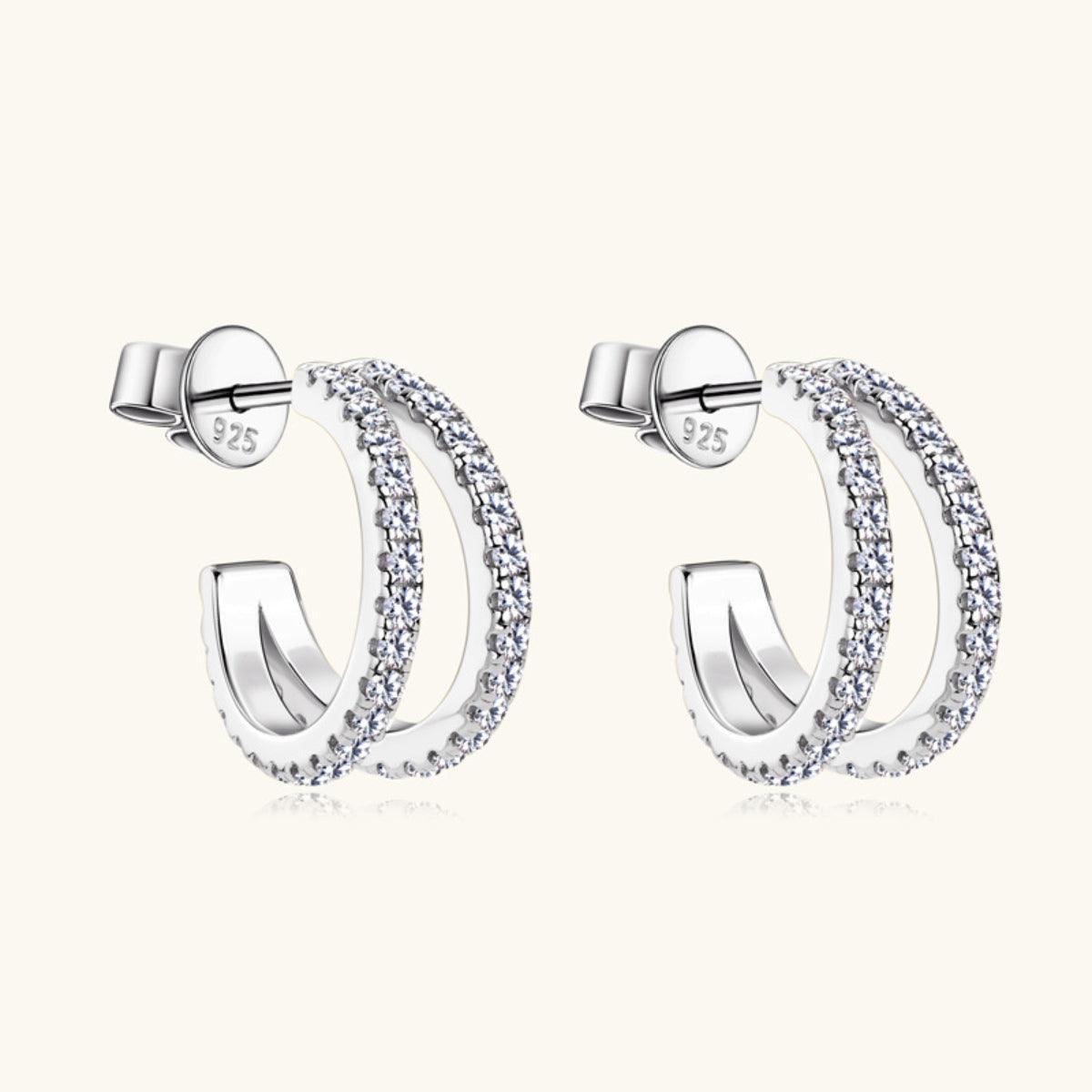 Moissanite 925 Sterling Silver C-Hoop Earrings - Trendy by Luna