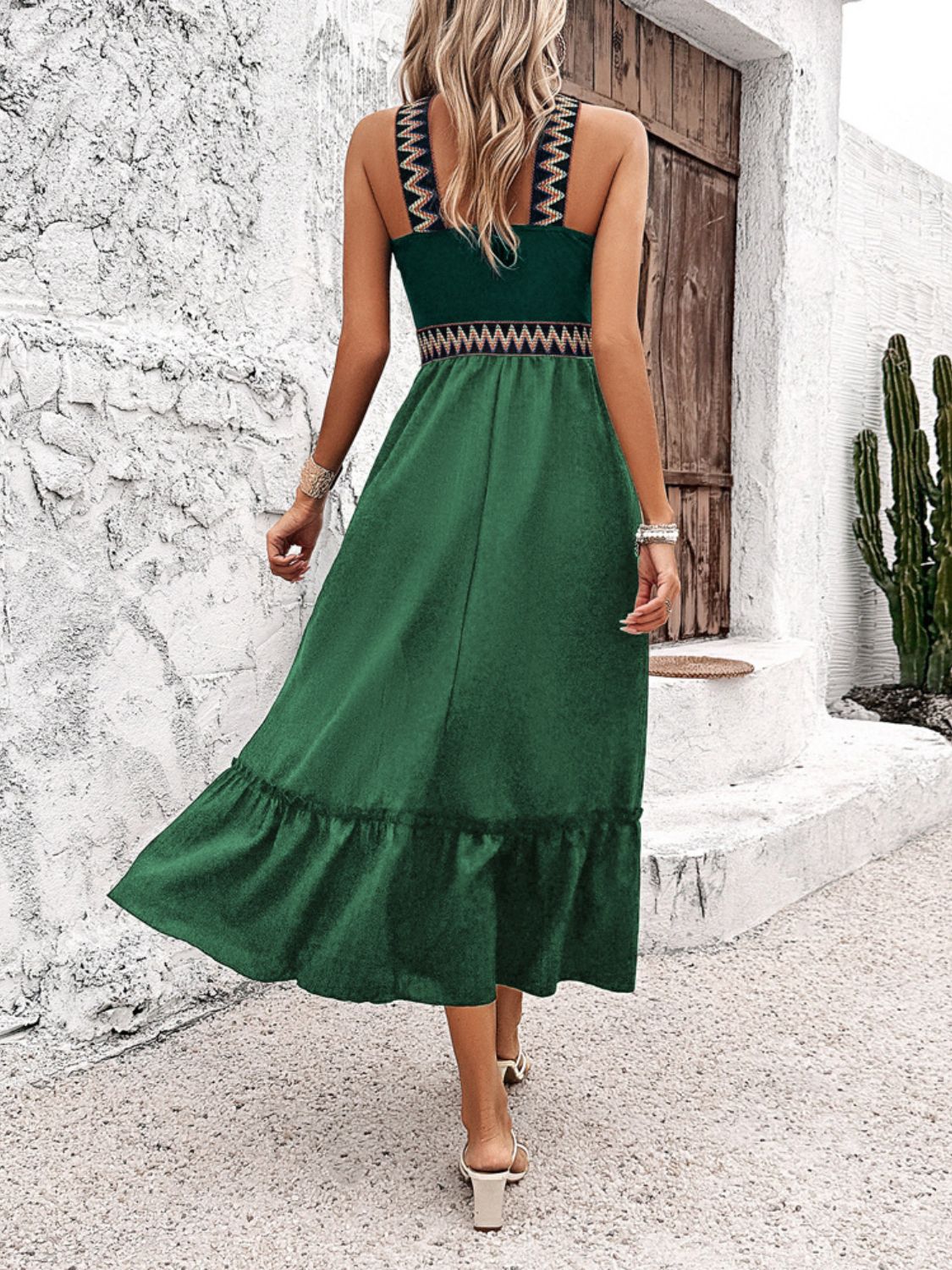 Ruffled Slit Sleeveless Midi Dress - Trendy by Luna