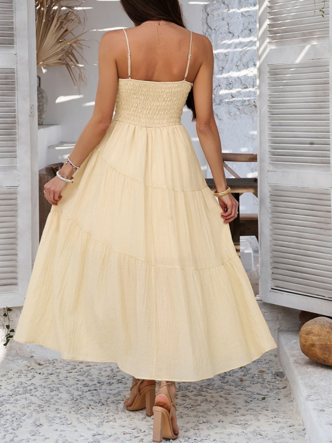 Smocked Tiered Maxi Cami Dress - Trendy by Luna