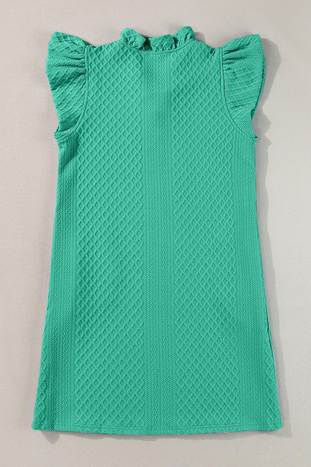 Ruffled V-Neck Cap Sleeve Mini Dress - Trendy by Luna