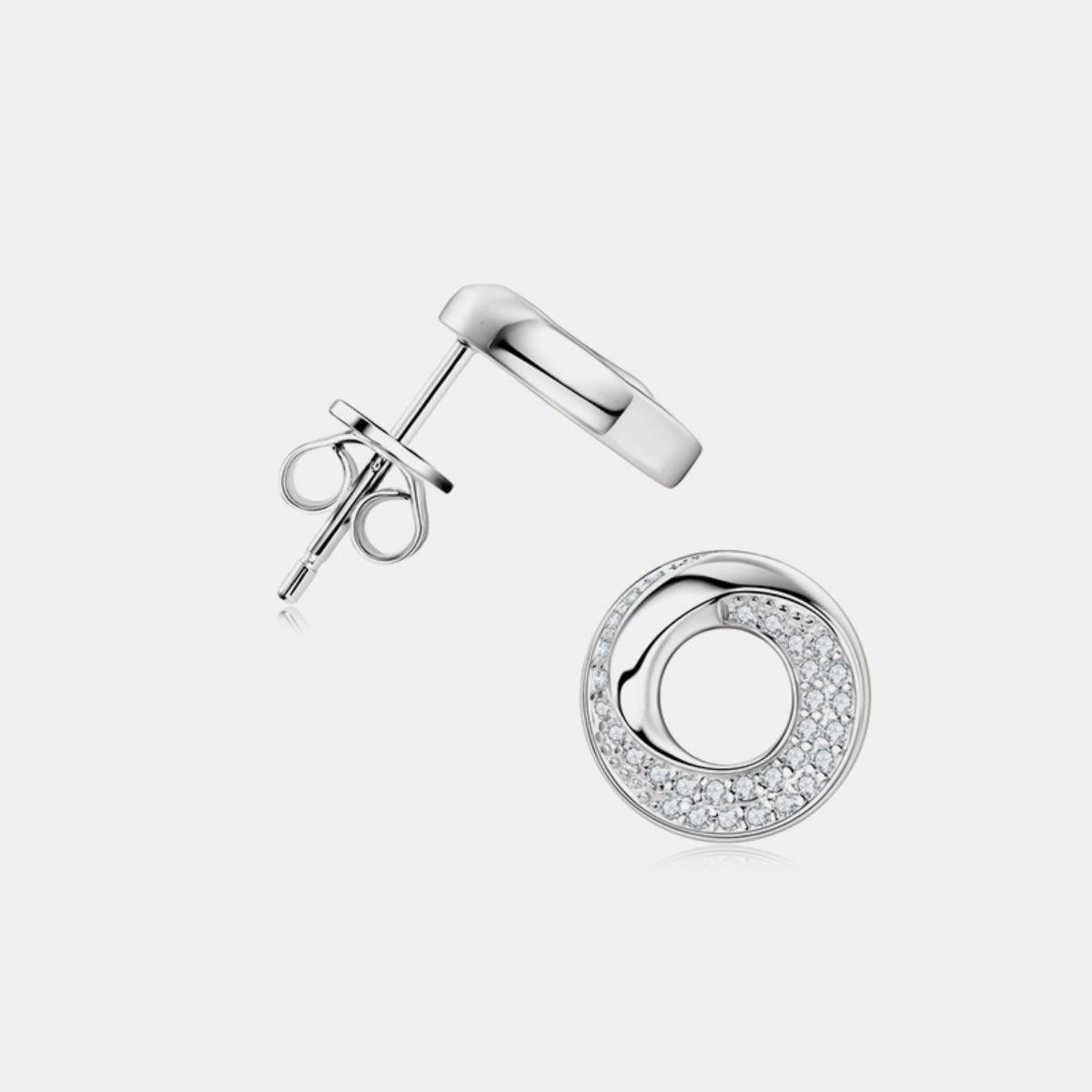 925 Sterling Silver Inlaid Moissanite Stud Earrings - Trendy by Luna