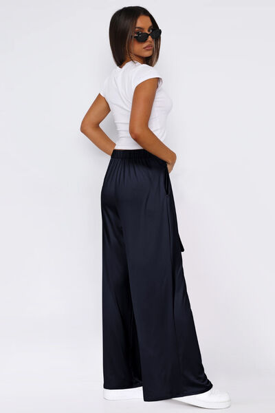 Tied Wide Leg Pants with Pockets - Trendy by Luna