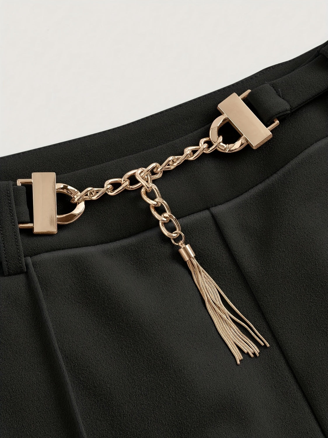 Chain Detail High Waist Pants - Trendy by Luna