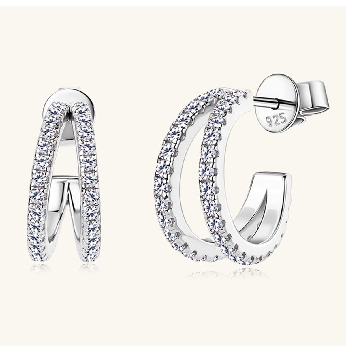 Moissanite 925 Sterling Silver C-Hoop Earrings - Trendy by Luna