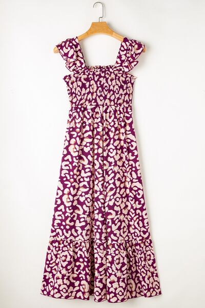 Ruffled Printed Wide Strap Dress - Trendy by Luna